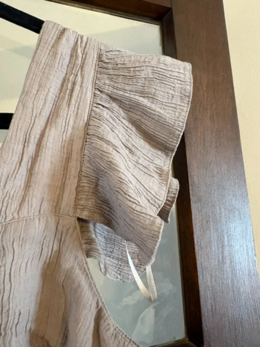 Zara The Alexi Ruffled Blouse in Stone, Size XL